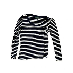 Lauren Ralph Lauren Striped Women' Long Sleeve Tee T-Shirt Size M Blue And White